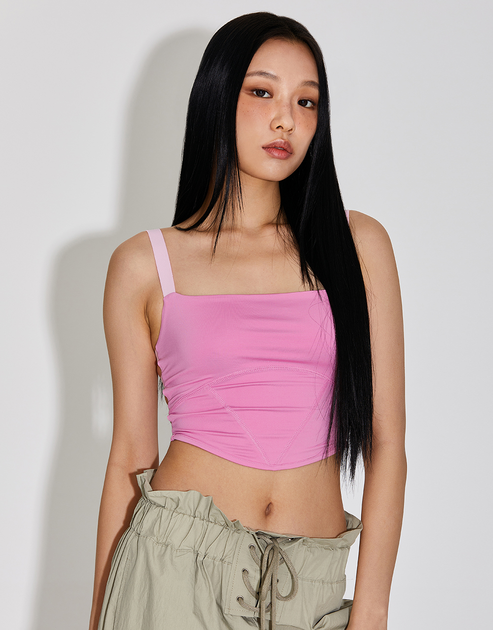 TG ELASTIC BACK WITH STITCH DETAIL CROP TOP